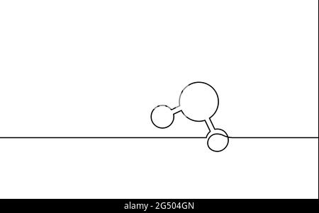 Concetto di struttura a molecola d'acqua a una linea. Linea continua ricerca scientifica tecnologia ecologica art. Aqua sfera umida forma. Particella di formula H2O Illustrazione Vettoriale