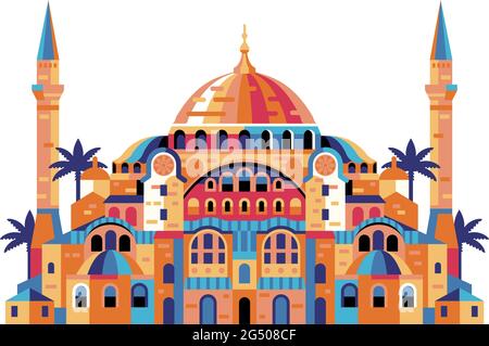 Istanbul Hagia Sophia edificio geometrico in appartamento Illustrazione Vettoriale