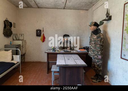 Manichino armeno utilizzato in Trophy Park, Baku, Azerbaigian. 16.06.21 Foto Stock