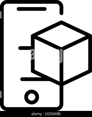 Icona di proiezione ologramma dello smartphone. Icona vettoriale di proiezione ologramma dello smartphone Outline per il web design isolato su sfondo bianco Illustrazione Vettoriale