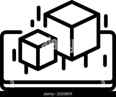 Icona di proiezione dell'ologramma geometrico. Icona vettoriale di proiezione ologramma geometrico di contorno per il web design isolato su sfondo bianco Illustrazione Vettoriale