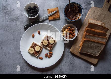 Vista dall'alto della sana colazione Foto Stock