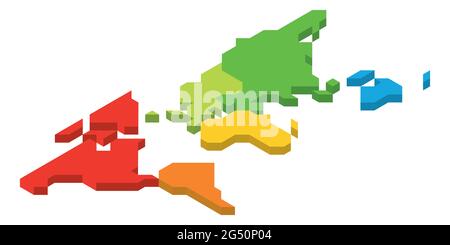 Mappa isometrica 3D del mondo Illustrazione Vettoriale