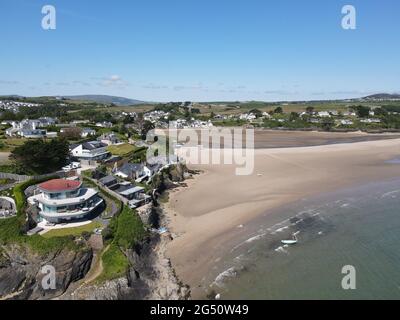 Abersoch, città di mare in Galles immagine aerea Foto Stock