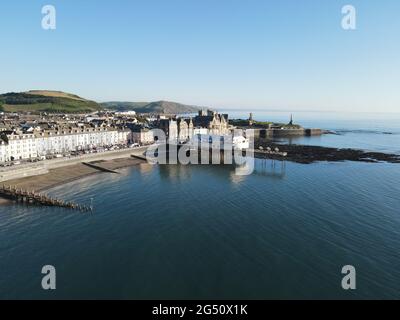 Aberystwyth Seaside città in Galles immagine aerea Foto Stock