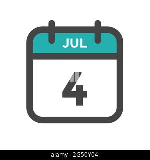 4 luglio giorno del calendario o data del calendario per la scadenza e l'appuntamento Illustrazione Vettoriale