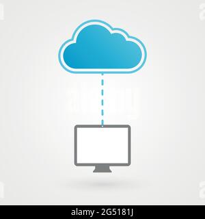 Cloud e desktop. Concetto di dispositivo online. Disegno vettoriale piatto Illustrazione Vettoriale
