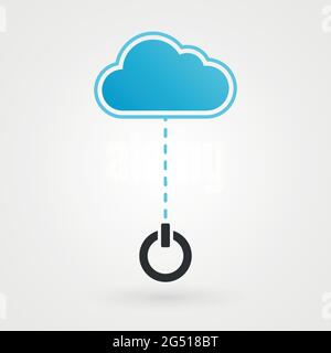 Icona Cloud e on Botton. Accendere e spegnere. Illustrazione vettoriale, design piatto Illustrazione Vettoriale