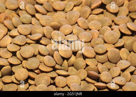 Cucina dispensa grani secchi, fagioli, semi, legumi e lenticchie Foto Stock