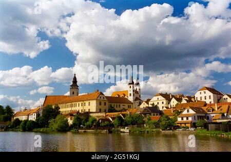 Città storica di Telc, regione di Vysocina, Repubblica Ceca Foto Stock