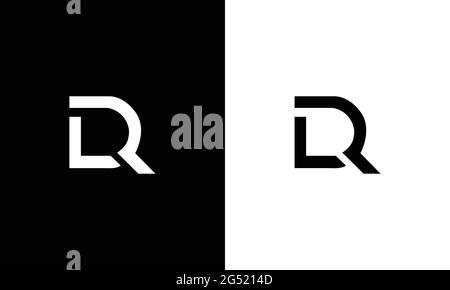 Design creativo professionale alla moda con logo Letter DR LR in bianco e nero Illustrazione Vettoriale