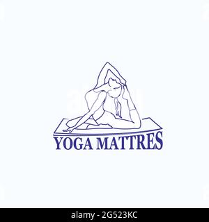 materasso yoga con esclusiva ispirazione per il design del logo della donna yoga Illustrazione Vettoriale