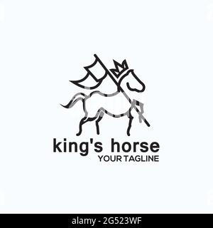 esclusivo design ispirato al logo kings horse Illustrazione Vettoriale