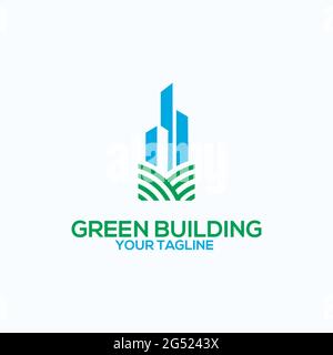 logo green building ispirazione ecologica ed esclusiva Illustrazione Vettoriale