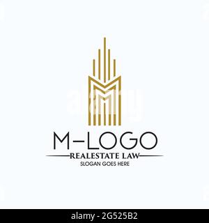 m logo immobiliare esclusivo design ispirazione Illustrazione Vettoriale