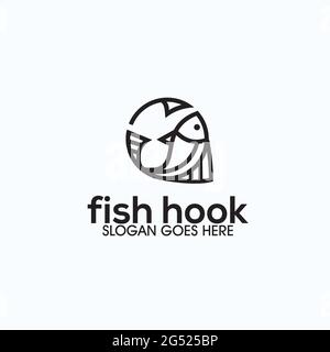 esclusivo design ispirato al logo fish hook Illustrazione Vettoriale