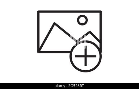 Aggiungere l'icona della foto su sfondo bianco. Illustrazione vettoriale. Illustrazione Vettoriale