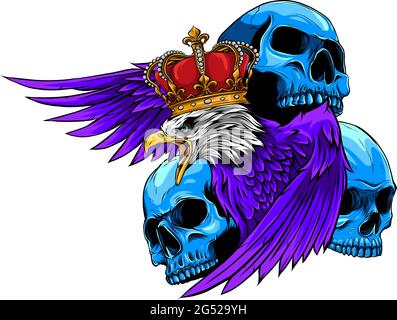 Illustrazione vettoriale di re Eagle e Skulls Illustrazione Vettoriale