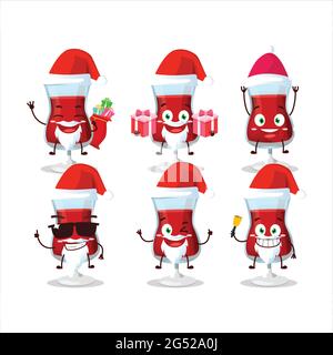 Emoticon di Babbo Natale con cartoni animati di vino rosso. Illustrazione vettoriale Illustrazione Vettoriale