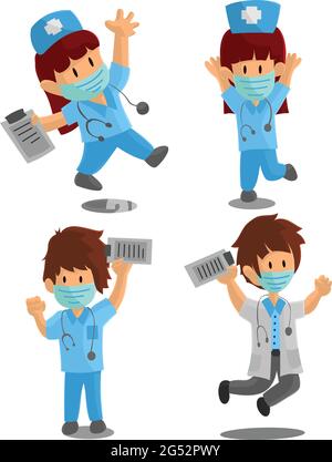 Illustrazione vettoriale del disegno del carattere dell'infermiere per la Giornata internazionale dell'infermiere Illustrazione Vettoriale