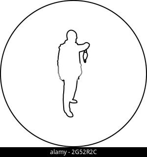 Uomo tenere viso maschera medica nel braccio di mano indossare personale Concetto di protezione contro la polvere Virus Coronavirus influenza prevenzione delle epidemie Illustrazione Vettoriale