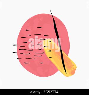 Tratti colorati di vernice acrilica e linee nere. Illustrazione Vettoriale