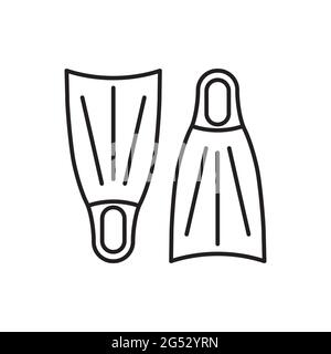 Icona Flippers. Icona dei capovolgimenti lineari. Illustrazione vettoriale. Capovolgimenti le icone vettoriali. Icone delle pinne lineari nere Illustrazione Vettoriale