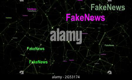 Testo di notizie falso sullo sfondo della rete Foto Stock