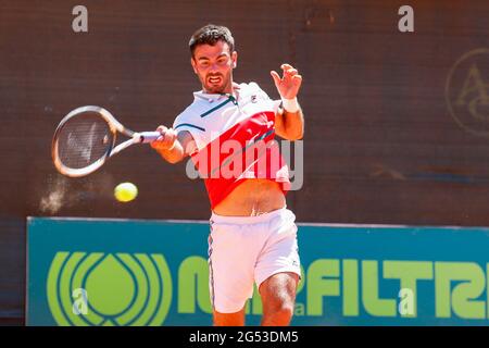 Milano, Italia. 25 Giugno 2021. Fabien Reboul durante l'ATP Challenger Milano 2021, Tennis Internationals a Milano, Italia, Giugno 25 2021 Credit: Independent Photo Agency/Alamy Live News Foto Stock