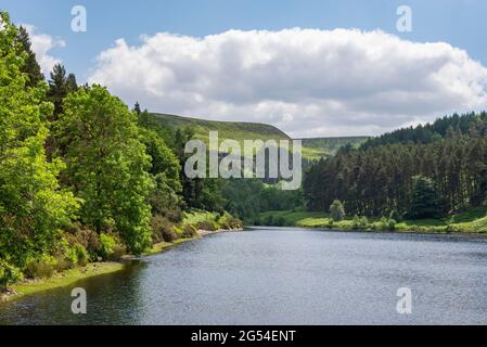 Riding Wood Reservoir tra Holmfirth e le colline Pennine in West Yorkshire, Inghilterra settentrionale. Foto Stock