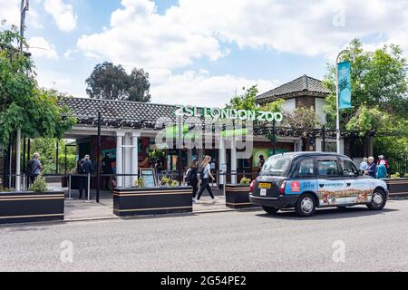 Ingresso allo ZSL London Zoo, Regent's Park, City of Westminster, Greater London, England, Regno Unito Foto Stock