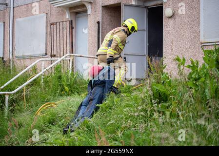 Vigili del fuoco nel Galles del Sud Vigili del fuoco e soccorso. Regno Unito Foto Stock