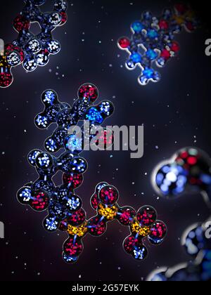 Molecola nucleotidica di timidina trifosfato, illustrazione Foto Stock