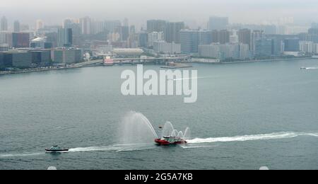 Hong Kong Fire Department Boats a Victoria Harbour, Hong Kong. Foto Stock