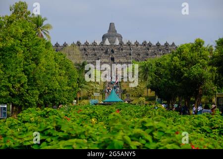 Indonesia Yogyakarta - Tempio buddista Borobudur - Candi Borobudur Foto Stock