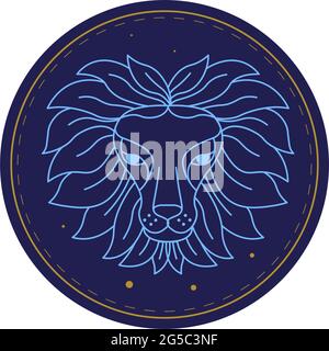 Segno astrologico Leo, simbolo dell'oroscopo zodiaco Illustrazione Vettoriale