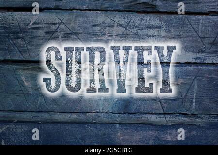 Testo del concetto del sondaggio sullo sfondo Foto Stock