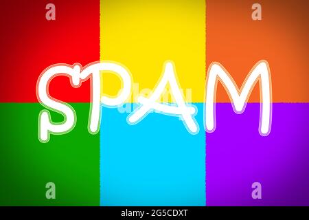 Testo del concetto di spam sullo sfondo Foto Stock