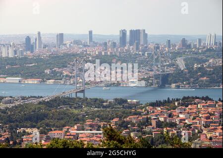 Vista della parte europea di Istanbul e Bosforo, Turchia Foto Stock