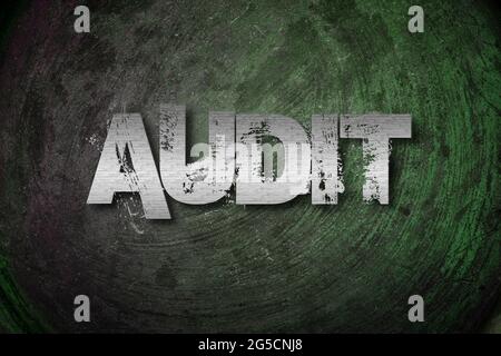 Testo del concetto di audit in background Foto Stock