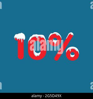 10 off. Uno sconto del dieci percento. I numeri nella neve. Inverno vendita, vendita di Natale, vacanze vendita. Appartamento illustrazione vettoriale Illustrazione Vettoriale