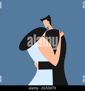 Illustrazione di una coppia romantica che si aggira insieme Illustrazione Vettoriale