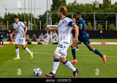 Il Ruud Vormer del Club ha ritratto in azione durante la partita tra le squadre di calcio belghe di prima divisione Club Brugge e Beerschot, la prima partita amichevole Foto Stock