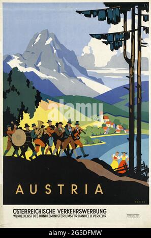 Un poster di viaggio d'epoca per l'Austria Foto Stock