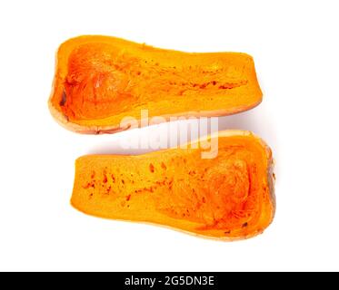 Zucca arrosto su sfondo bianco Foto Stock