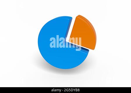 Grafico a torta isolato su sfondo bianco. illustrazione 3d. Foto Stock