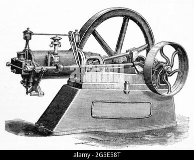Incisione del motore a gas silenzioso otto, circa 1878 Foto Stock