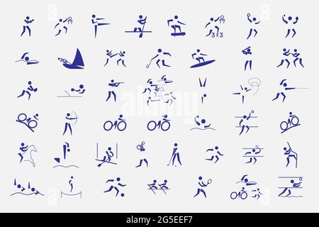 Set vettoriale pittogrammi estate giochi olimpici. Illustrazione Vettoriale