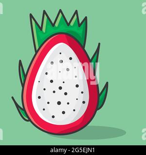 illustrazione vettoriale di dragon fruit in stile piatto Illustrazione Vettoriale