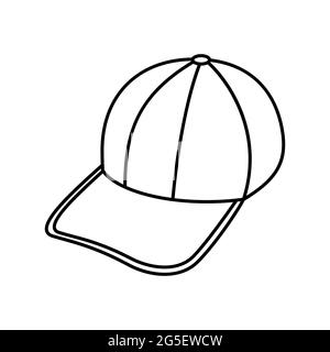 Icona cappello da baseball. Icone dei cappelli da baseball lineari. Illustrazione vettoriale. Icone vettoriali per cappellino da baseball. Cappello da baseball lineare nero Illustrazione Vettoriale